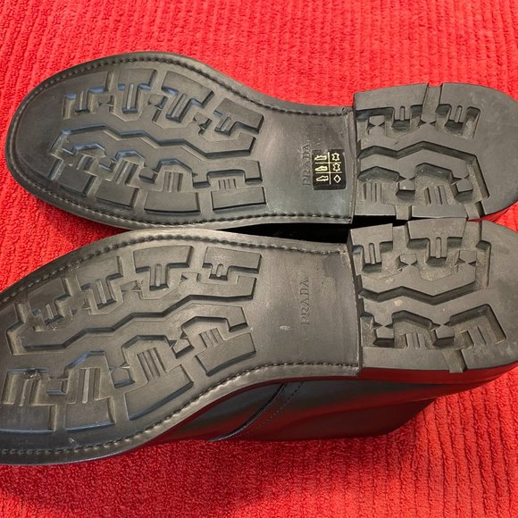 Prada Mens Buckle Boots Black Leather Mid Calf Round Toe Made In Italy - Picture 9 of 16